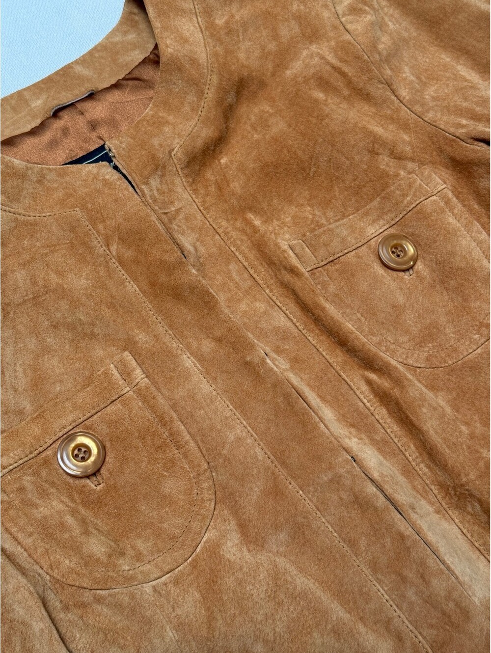 Vintage Terry Lewis Womens Suede Leather Jacket Camel - S - Picture 3 of 7